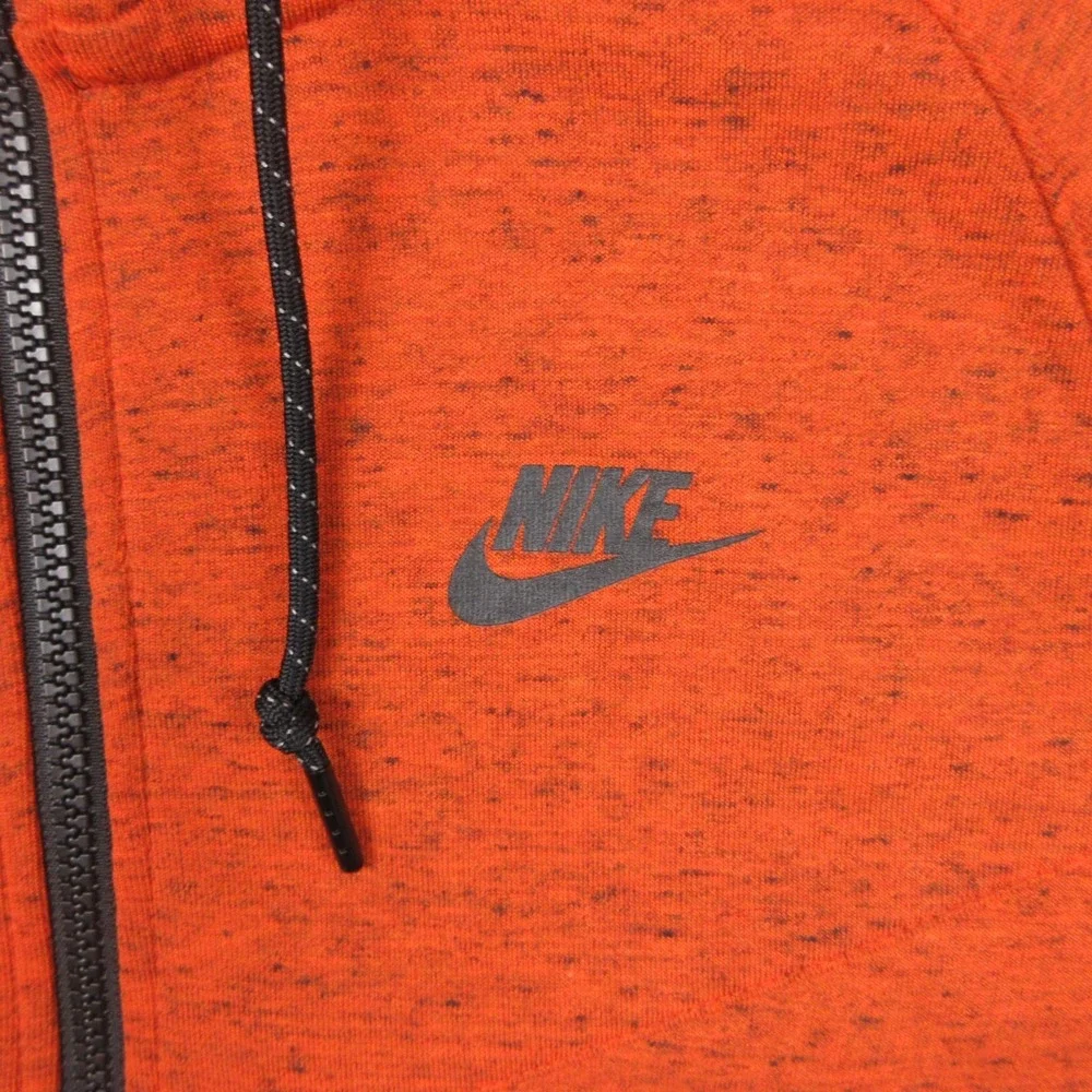Nike Sweater Mens Medium Orange Tech Fleece Full Zip Hoodie Sweatshirt 2015
